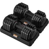 Dripex Hanteln Set, Verstellbare Kurzhanteln Set 41kgx2 /90lbsx2 Ein Paar, 10-Positionen-Einstellung Hantel mit Anti-Rutsch Griff, Fitness Hanteln aus Stahl