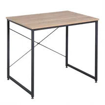 Woltu - Holz mit Eisen-Gestell Computertisch Bürotisch Schreibtisch PC Tisch Arbeitstisch Esstisch Große Desktop Design, Heller Eiche+schwarz