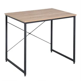 Woltu - Holz mit Eisen-Gestell Computertisch Bürotisch Schreibtisch PC Tisch Arbeitstisch Esstisch Große Desktop Design, Heller Eiche+schwarz