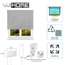 Wellhome Rollo lichtdurchlässig 130 x 180 cm grau