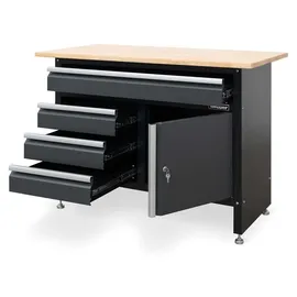 Weber-Werke Werkbank Holz grau schwarz 120 x 60 x 86 cm leer