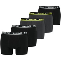 HEAD Herren Boxershorts, 5er Pack - Basic Boxer Trunks ECOM, Stretch Cotton Schwarz/Grau M