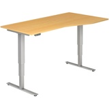 HAMMERBACHER VXDSM18 elektrisch höhenverstellbarer Schreibtisch lichtgrau Trapezform, T-Fuß-Gestell silber 180,0 x 100,0 cm