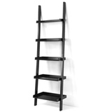 Costway Wandregal Bücherregal 5 Fächer HW66562BK schwarz Blumenregal Leiterregal