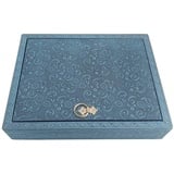 HAB & GUT -BOX041- Schmuckbox mit Spiegel Blue Ornament 25 x 20 x 5 cm