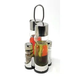 Menage Essig und Öl Spender Glas Salz Pfeffer Set Edelstahl 210 Silber Glas Ölspender