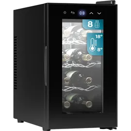 Cecotec Grandsommelier 830 Coolcrystal, 8 Flaschen Touch LED Schwarz