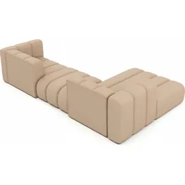 kaiser möbel Ecksofa L-Form Grand L 319 cm, Veloursstoff Salvador, Beige, Rechts - Beige
