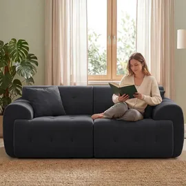 COMHOMA Sofa 2 Sitzer, 180 x 86 x 40 cm Bodensofa, Couch mit Rückenlehne, Kissen und Armlehne, Modernes Stoffsofa für Wohnzimmer, Wohnung, GRAU - Grau