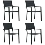vidaXL Gartenstühle 4 Stk. Schwarz HDPE Holz-Optik