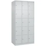 C+P Schließfachschrank Classic PLUS, 3 Abteile, 1850x900x500mm, 7035/7035 Innenhöhe Gefach oben (oberes 365 mm Front RAL 7035 Lichtgrau