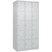 C+P Schließfachschrank Classic PLUS, 3 Abteile, 1850x900x500mm, 7035/7035 Innenhöhe Gefach oben (oberes 365 mm Front RAL 7035 Lichtgrau