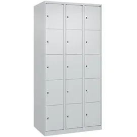 C+P Schließfachschrank Classic PLUS, 3 Abteile, 1850x900x500mm, 7035/7035 Innenhöhe Gefach oben (oberes 365 mm Front RAL 7035 Lichtgrau