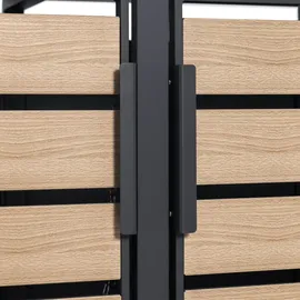 Zelsius Mülltonnenbox 4 er mit Pflanzdach für 4 Tonnen, 120 - 240 Liter, Anthrazit RAL 7016, Tür in Holzoptik - 2 Jahre Gewährleistung | mind. 14 Tage Rückgaberecht | Müllbox, Aufbewahrungsbox für Mülltonnen