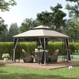 Gartenpavillon mit Doppeldach 3x3 Pavillon Gartenzelt Festzelt Partyzelt Beige
