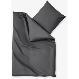 Wolkenfeld Mako-Satin Sommerbettwäsche grau 135 x 200 cm + 2 x 80 x 80 cm