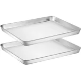 Wildone Baking Sheet Set of 2, Edelstahl Ofenblech Kuchenblech, Größe 40.6 x 30.5 x 2.5 CM, Ungiftig &Gesund, Leicht zu Reinigen&Spülmaschinenfest