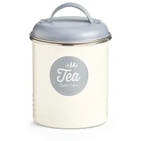 Zeller Tea Metall, creme/anthrazit, Ø11,3x16,5, Teedose, Aufbewahrung für Tee,