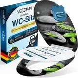 YELCONA Toilettendeckel Mit Absenkautomatik | WC Sitz Mit Absenkautomatik | Klodeckel Mit Absenkautomatik | Antibakteriell, UV-Beständig, Quick-Release, Installationsschablone (Steine)