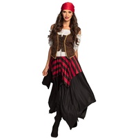 Boland - Kostüm Piratin Tornado, Kleid, Korsett, Kopftuch, für Damen, Seeräuber, Freibeuter, Kostüm, Karneval, Mottoparty