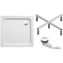 Schulte Duschwanne Cala 80x75 cm, rechteckig aus hochwertigem Sanitäracryl inkl. Fußgestell, Ab- und Überlaufschutz, Pflegeleicht und alterungsbeständig, Größe wählbar