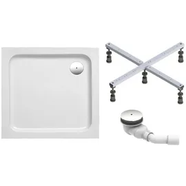 Schulte Duschwanne Cala 80x75 cm, rechteckig aus hochwertigem Sanitäracryl inkl. Fußgestell, Ab- und Überlaufschutz, Pflegeleicht und alterungsbeständig, Größe wählbar