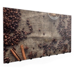 Primedeco Garderobenpaneel Magnetwand und Memoboard aus Glas Geröstete Kaffeebohnen braun