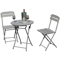 Lomadox Balkonset GARDA-120, (3-tlg), Bistroset, grau, klappbar, 2 Stühle, Tisch ca. 60cm