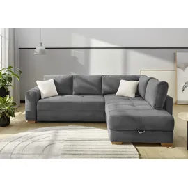 Jockenhöfer Gruppe Ecksofa »Sunset, Dauerschlafsofa mit« Tonnentaschen-Federkern, 5cm Kaltschaumtopper, flexible montierbar, grau