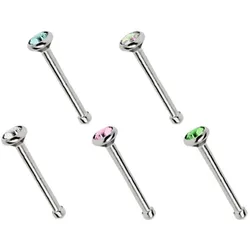 Nasenpiercing ADELIA ́S "Piercing  Piercing Nasenpiercing" bunt Damen Piercings Titan Piercing 5 bunte Nasenstecker im Set mit Stopper, Stab 0,8 mm