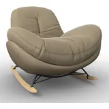 Schaukelsessel Elea Beige Lederlook/Chenille