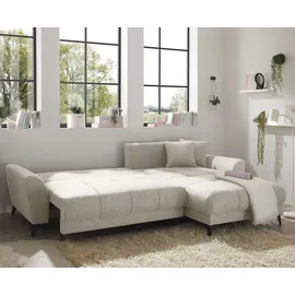 ed exciting design BERN Ecksofa mit Schlaffunktion in Ivory - Moderne Eckcouch in L-Form frei im Raum stellbar, Bettkasten mit - 281 x 189 cm (B/H/T)