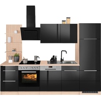 Kochstation Küchenzeile »KS-Brindisi«, mit E-Geräten, Breite 280 cm, schwarz