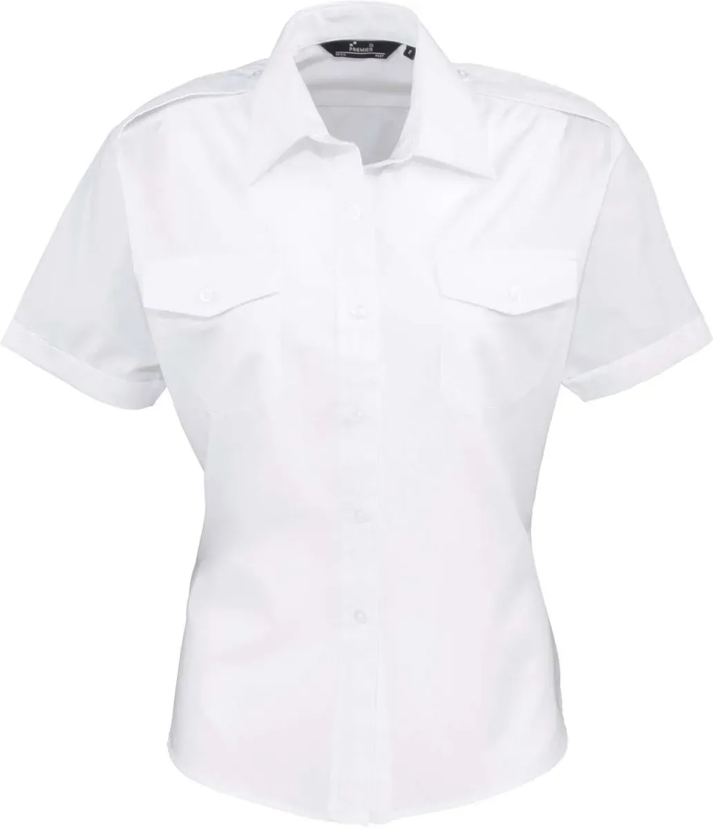 Premier Workwear Damen Piloten Bluse kurzarm PR312 white 42 (L/14)