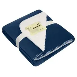 Sherpafleece Kuscheldecke JN955, navy-blau/natur