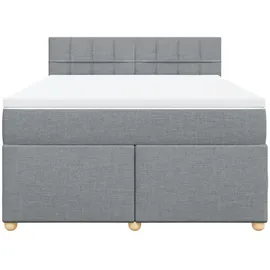 vidaXL Boxspringbett mit Matratze Hellgrau 160x200 cm Stoff