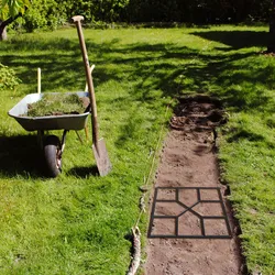 Relaxdays Relaxdays Pflasterform, 2er Set, Pflaster & Gehwege, Schalungsform, Garten, Beton Gießform, HBT: 4x40,5x40,5 cm, schwarz