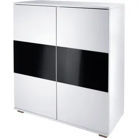 Priess Hochkommode 82 x 103 x 38 cm Schwarz / Weiß