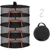 Relaxdays Trockennetz faltbar, Dörrnetz Ebenen für Kräuter, Obst, Gemüse, Fischtrockner zum Aufhängen, orange/schwarz