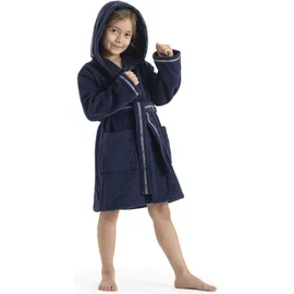 Bruno Banani Kinderbademantel BRUNO BANANI "Danny, Ideal für Zuhause, Schwimmbad oder im Urlaub" Gr. 104, blau (marine), L:61cm, Walkfrottee, Hausmäntel, mit Logostreifen, aus 100% Baumwolle