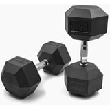 SUPRFIT - Hexagon Kurzhanteln paarweise mit gummiertem Eisenkern - Fitness Gewichte Hanteln 2 x 25 kg mit rutschfestem Chromgriff - Premium Kurzhantel Set für Calisthenics, Krafttraining & Crossfit