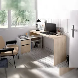 Dmora Eckschreibtisch Ddiaw Eiche / Weiß