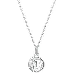 Elli Buchstabe J Initialen Vintage Plättchen 925 Silber Ketten   Damen 