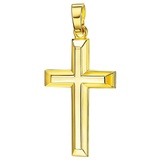 JEVELION Kreuzanhänger Kreuz Anhänger 585 Gold (Goldkreuz, für Damen und Herren), Gold-Anhänger - Made in Germany