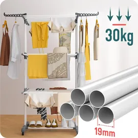 VOUNOT Wäscheständer Turm 1,26 m Grau/Weiß