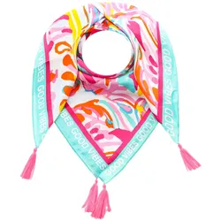 Modetuch ZWILLINGSHERZ ""Blumentraum"", Damen, bunt (multi), Obermaterial: 100% Viskose, modisch, Modetücher, mit Blüten und Tasseln