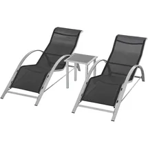 Outsunny Gartenliege Set 3-tlg. Schwarz/Silber