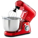 Klarstein Knetmaschine Küchenmaschine zum Backen, 1300W Teigmaschine Klein, 6 Stufen, Schneebesen Rühr- & Knethaken, 5L Schüssel, Planetenrührwerk, Rührmaschine mit Mixer für Brotteig