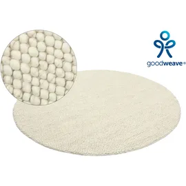 LeGer Home by Lena Gercke Teppich "Ainhoa, handgewebt, Wolle" Gr. 9, beige (creme), H:12mm Ø:120cm, Kunstfaser, Wolle, LEGER HOME BY LENA GERCKE, Teppiche, Teppich, Teppich, Wohnzimmer, Schlafzimmer, Esszimmer