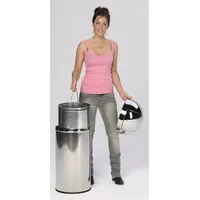 PROREGAL Klassischer Abfallsammler mit Einwurfklappe & Inneneinsatz | 35 Liter, HxBxT 74x35x35cm | Edelstahl | Poliert | Mülleimer Abfalleimer